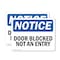 Signmission Door Blocked Not An Entry, 10 in W x Rectangle, Plastic OS-2PACK-NS-P-710-L-11471 - alternate 1